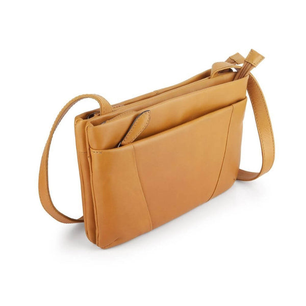 Primehide Waxy Leather Crossbody Bag With Triple Compartment Rose Chester