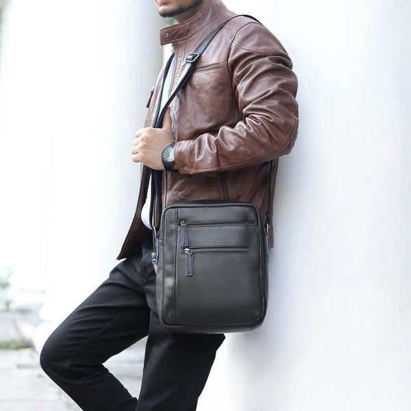 Primehide Waxy Leather Messenger Bag With Organiser & Tablet Pocket Frankie Chester