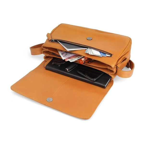 Primehide Waxy Leather Organiser Bag With Triple Zip & Built-in Wallet Ida Chester