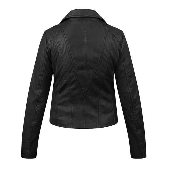 Primehide Women's Black Leather Asymmetric Biker Jacket – Yvonne