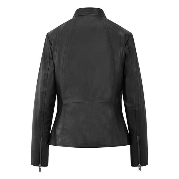 Primehide Women’s Black Leather Biker Jacket – Celine