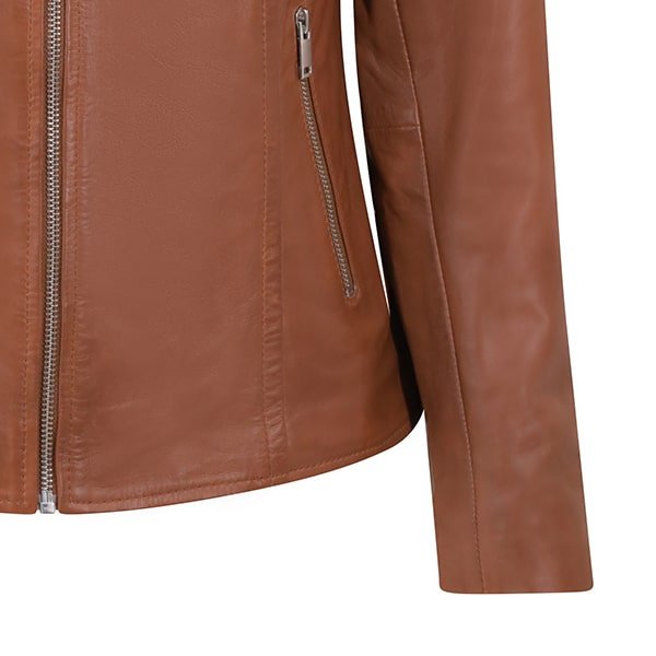 Primehide Women’s Brown Leather Biker Jacket – Celine