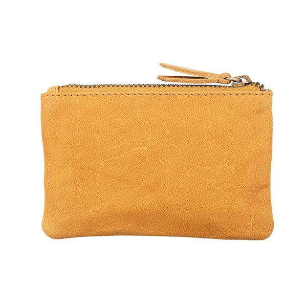 Primehide Yellow Leather Pouch | RFID Secure | Zip Purse & Keyring | Final Sale – Last Stock