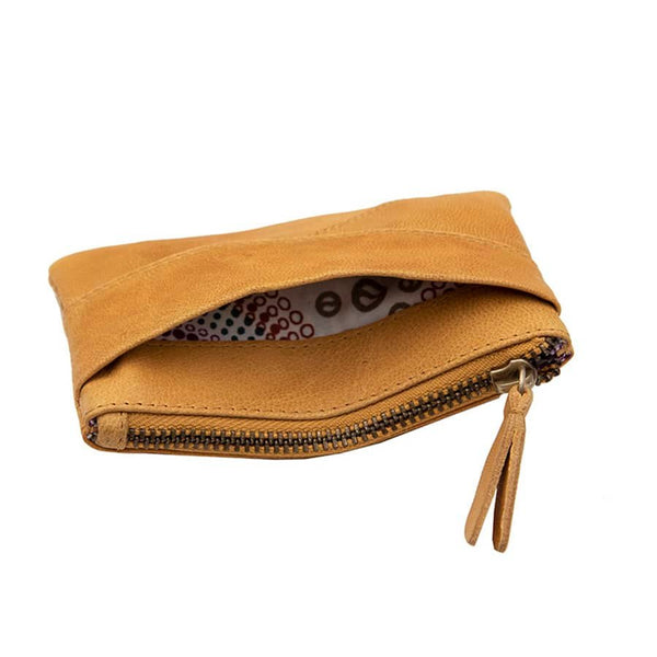 Primehide Yellow Leather Pouch | RFID Secure | Zip Purse & Keyring | Final Sale – Last Stock