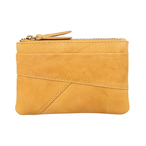 primehide Yellow Leather Pouch | RFID Secure | Zip Purse & Keyring | Final Sale – Last Stock
