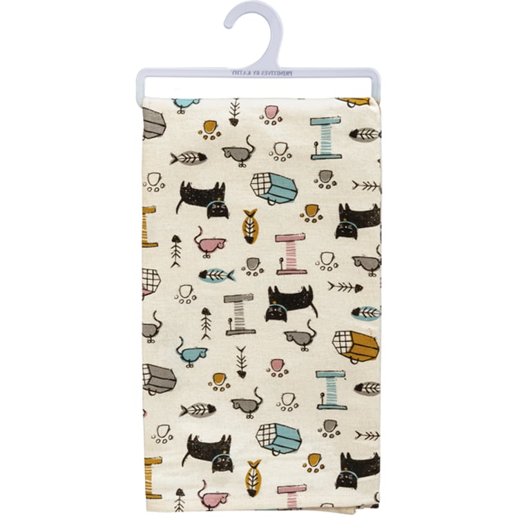 Primitives By Kathy All You Need Is Love And A Cat Kitchen Towel