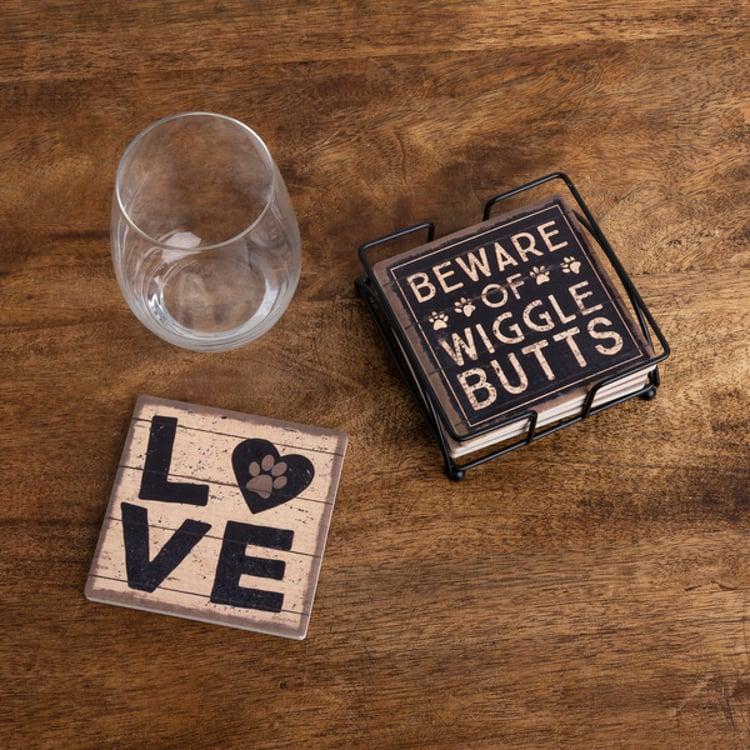 Primitives By Kathy All You Need Is Love And A Dog Coaster Set