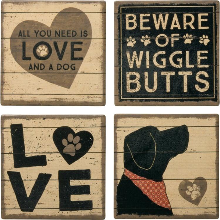 Primitives By Kathy All You Need Is Love And A Dog Coaster Set