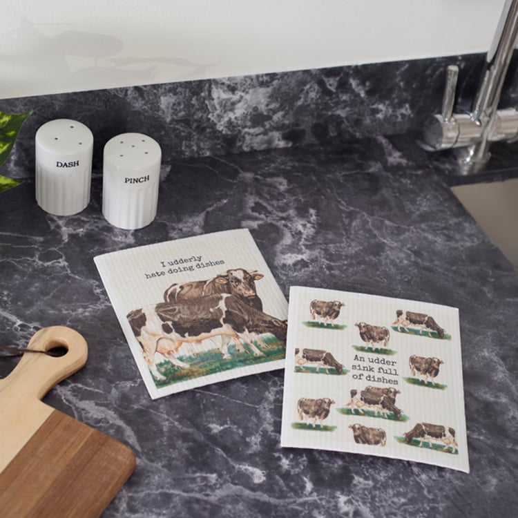 Primitives By Kathy An Udder Sink Of Dishes Swedish Dishcloth Set