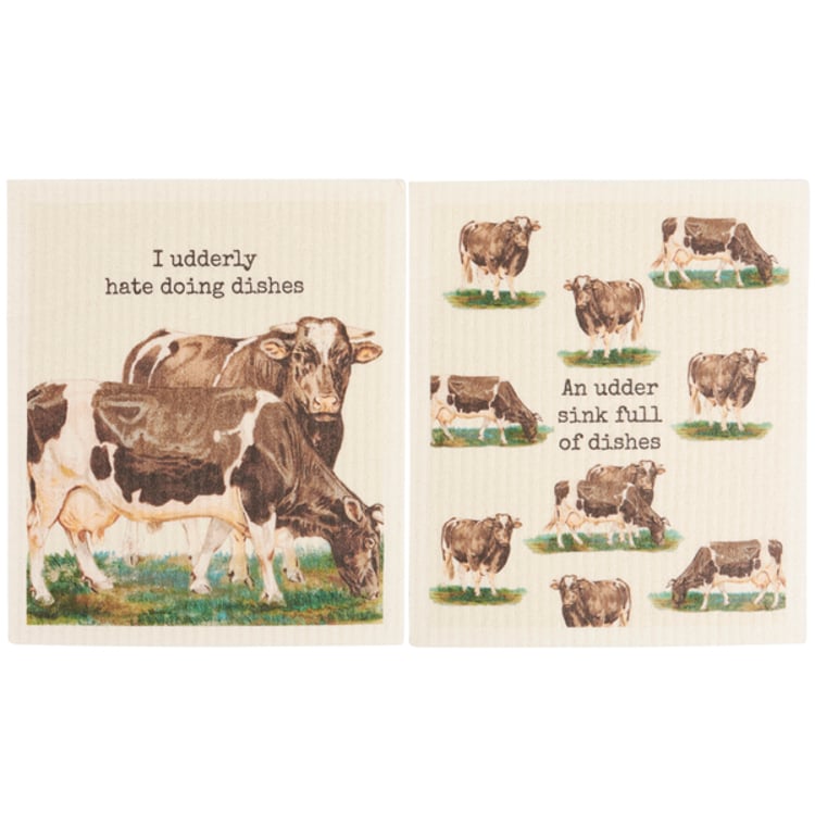Primitives By Kathy An Udder Sink Of Dishes Swedish Dishcloth Set