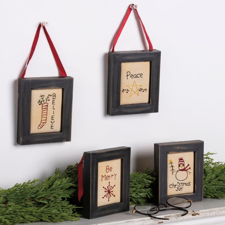 Primitives By Kathy Be Merry Believe Peace Christmas Stitchery Set