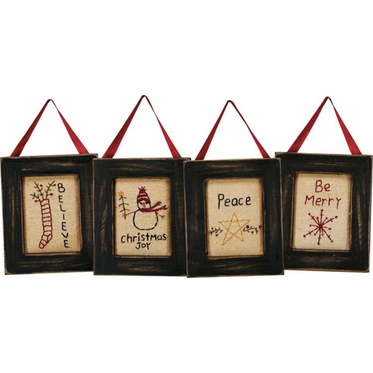 primitives by kathy Be Merry Believe Peace Christmas Stitchery Set