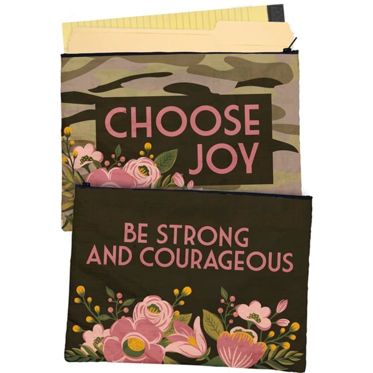 Primitives By Kathy Be Strong And Courageous Zipper Folder