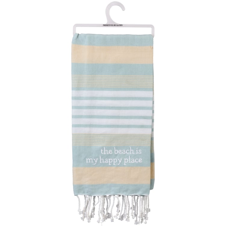 Primitives By Kathy Beach Is My Happy Place Striped Kitchen Towel