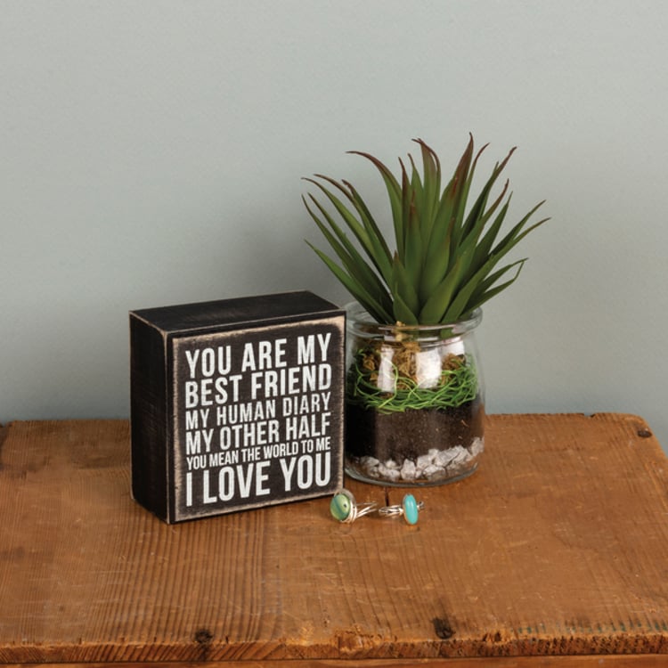 Primitives By Kathy Best Friend I Love You Box Sign