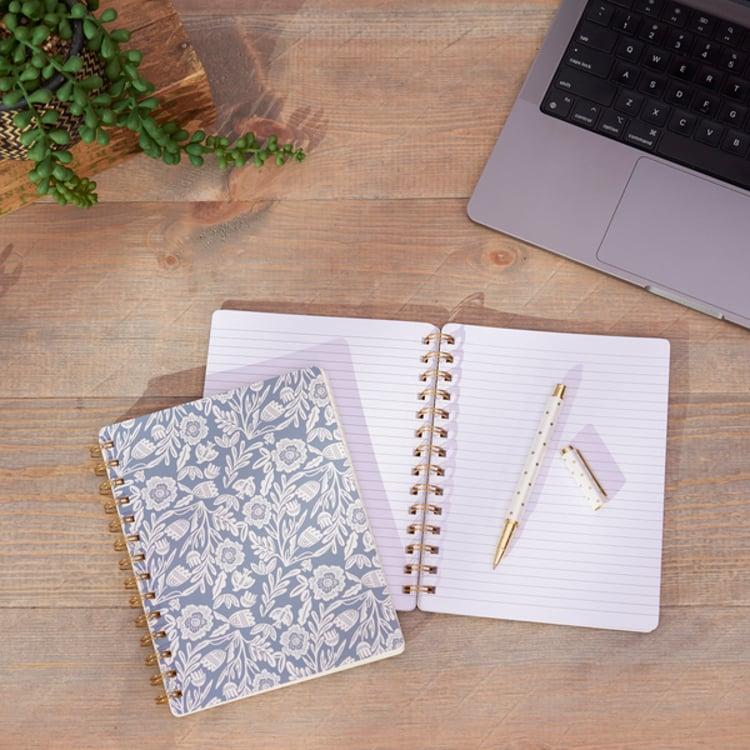 Primitives By Kathy Blue Folk Florals Spiral Notebook