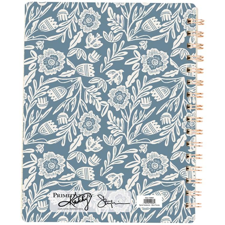 Primitives By Kathy Blue Folk Florals Spiral Notebook