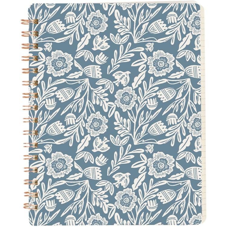 Primitives By Kathy Blue Folk Florals Spiral Notebook