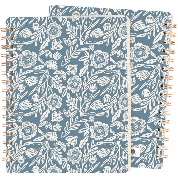 primitives by kathy Blue Folk Florals Spiral Notebook
