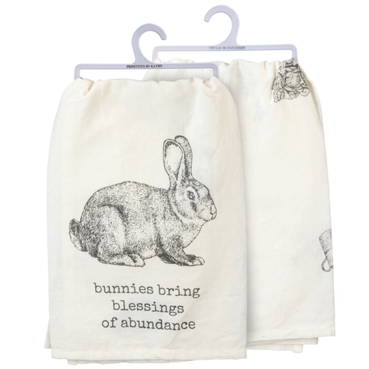 primitives by kathy Bunnies Bring Blessings Abundance Kitchen Towel