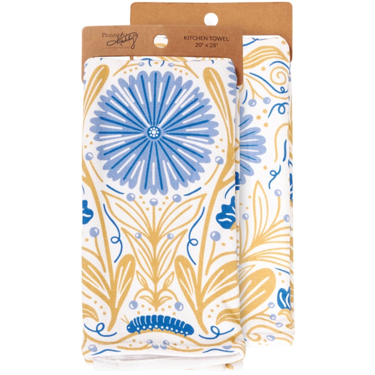 primitives by kathy Caterpillar Floral Kitchen Towel