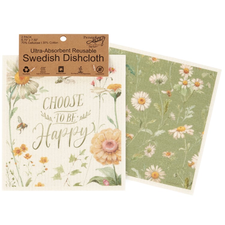 primitives by kathy Choose Happy Swedish Dishcloth Set