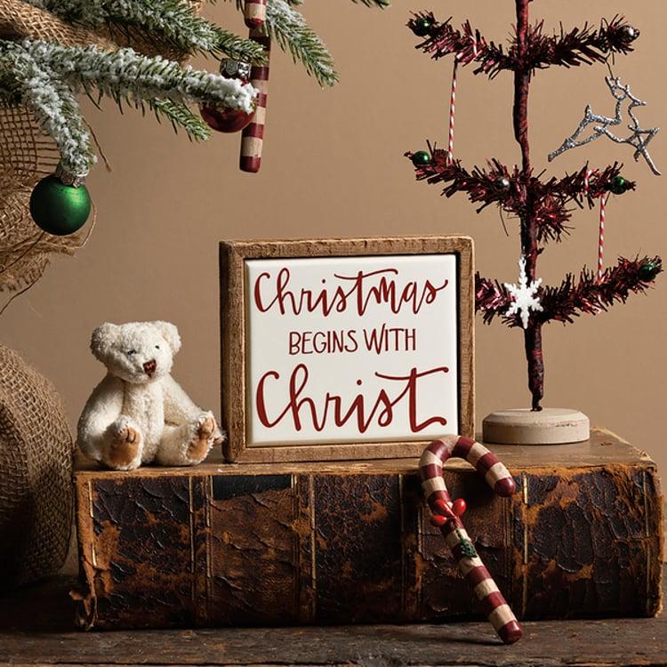 Primitives By Kathy Christmas Begins With Christ Box Sign Mini