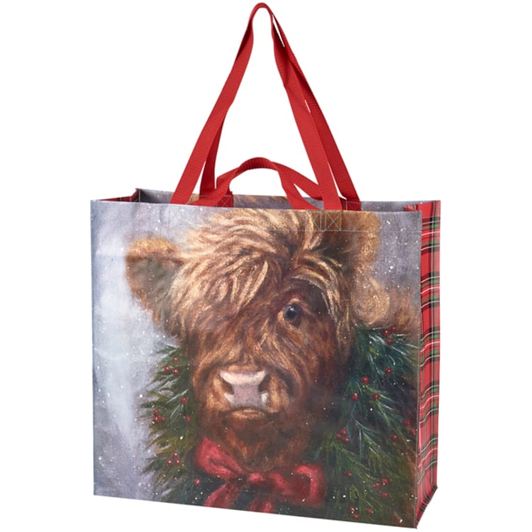 primitives by kathy Christmas Highland Shopping Tote