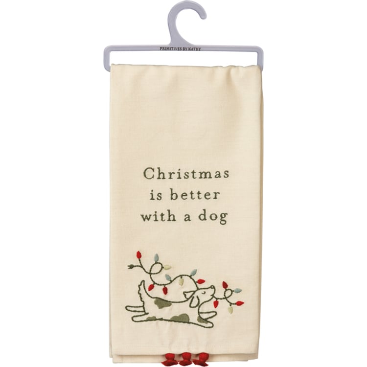 primitives by kathy Christmas Is Better With A Dog Kitchen Towel