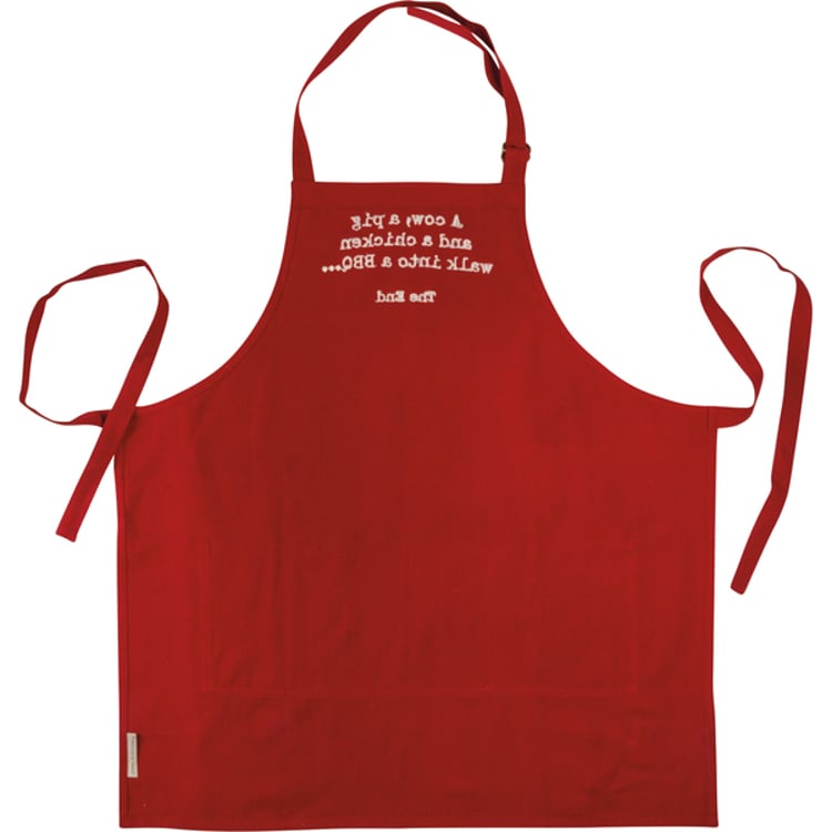 Primitives By Kathy Cow Pig & Chicken Walk Into A BBQ The End Apron