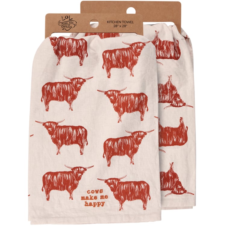 primitives by kathy Cows Make Me Happy Kitchen Towel