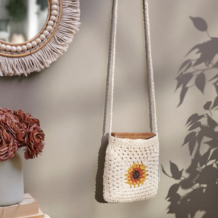 Primitives By Kathy Crochet Sunflower Crossbody Bag