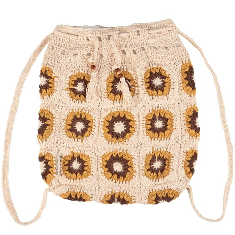 primitives by kathy Crochet Sunflower Drawstring Bag