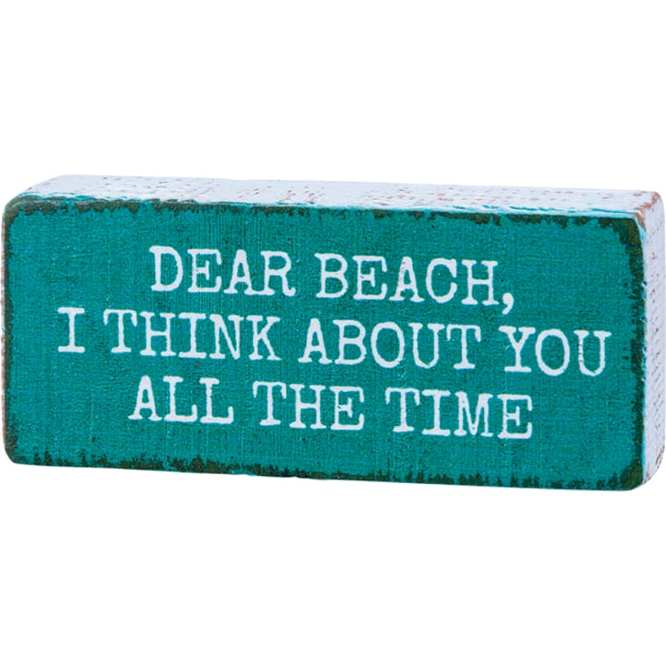 primitives by kathy Dear Beach I Think About You Block Sign