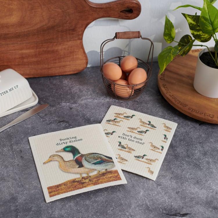 Primitives By Kathy Ducking Dirty Dishes Swedish Dishcloth Set