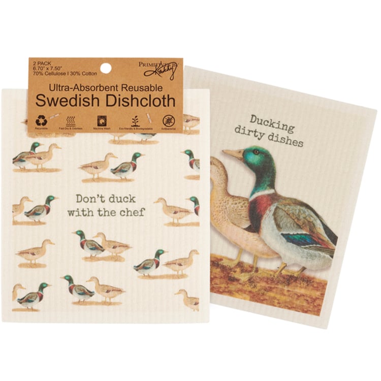 primitives by kathy Ducking Dirty Dishes Swedish Dishcloth Set