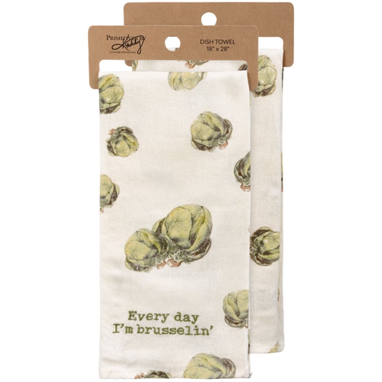 primitives by kathy Every Day I'm Brusselin' Kitchen Towel