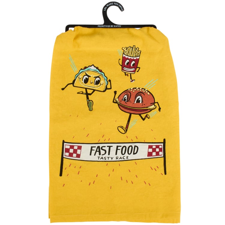 primitives by kathy Fast Food Tasty Race Kitchen Towel