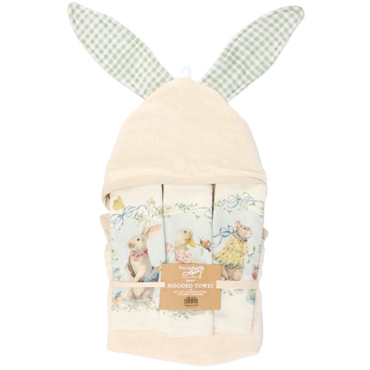 primitives by kathy Garden Friends Hooded Towel Set