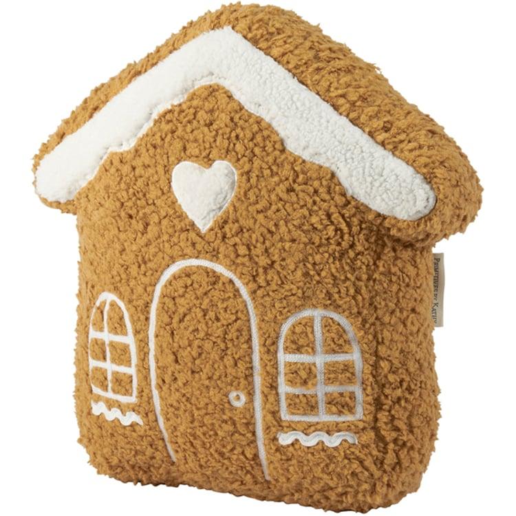primitives by kathy Gingerbread House Shaped Pillow