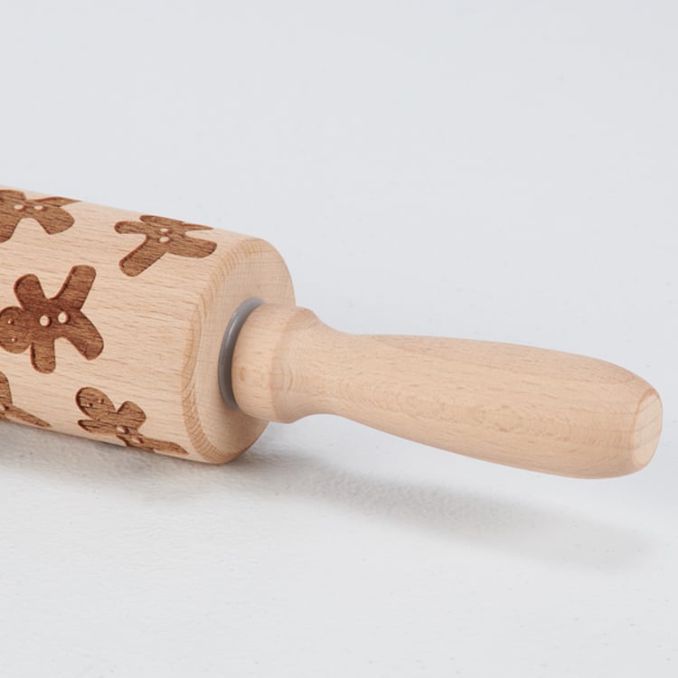 Primitives By Kathy Gingerbread Men Large Wooden Rolling Pin