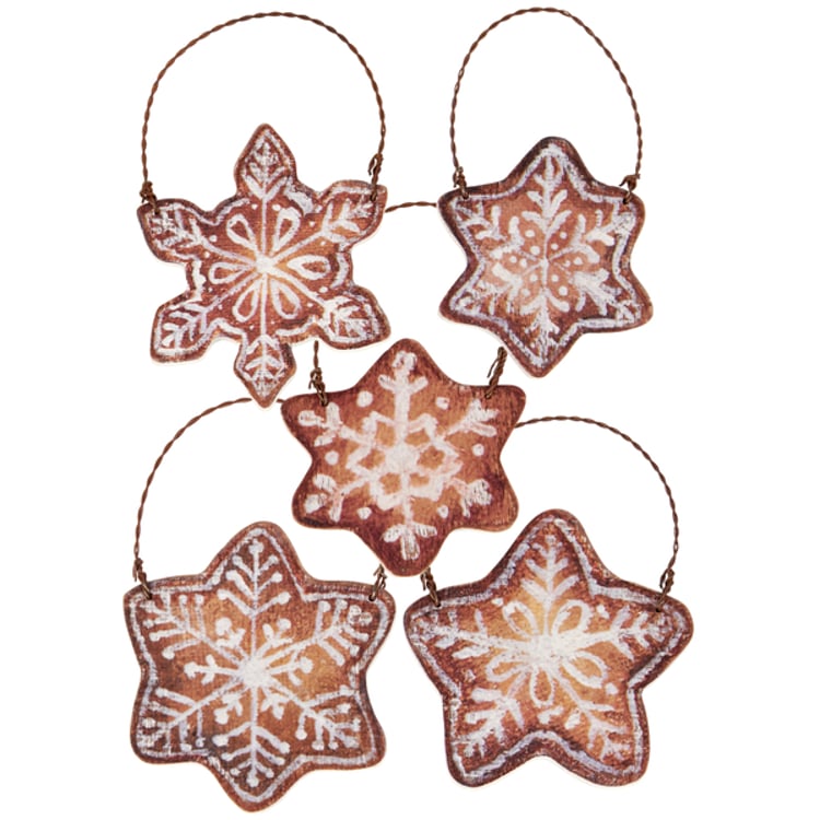 primitives by kathy Gingerbread Snowflake Ornament Set