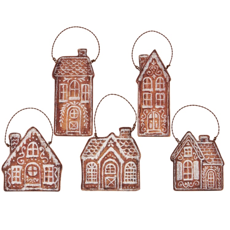 primitives by kathy Gingerbread Village Ornament Set