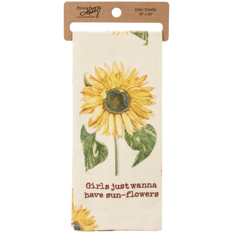 Primitives By Kathy Girls Just Wanna Have Sunflowers Kitchen Towel