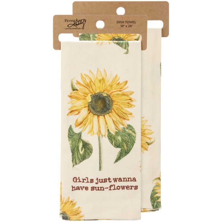 primitives by kathy Girls Just Wanna Have Sunflowers Kitchen Towel
