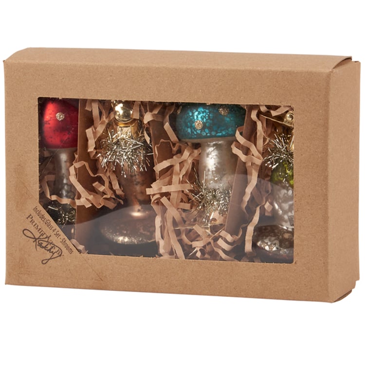 Primitives By Kathy Glass Vintage Mushroom Ornament Set