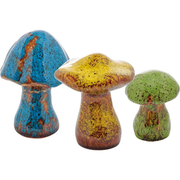 primitives by kathy Glazed Cone Mushrooms Figurine Set