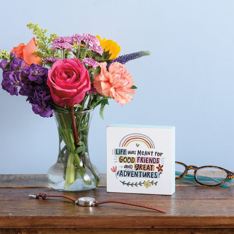 Primitives By Kathy Good Friends And Great Adventures Block Sign