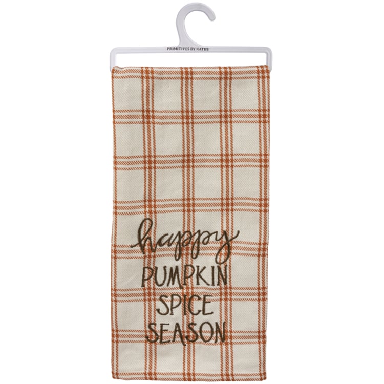 Primitives By Kathy Happy Pumpkin Spice Season Plaid Kitchen Towel