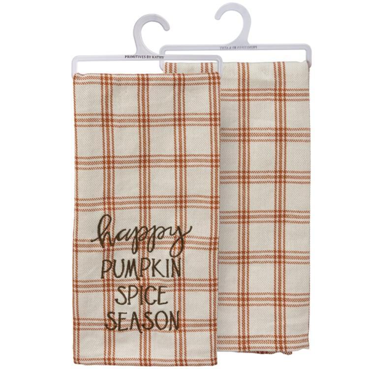 primitives by kathy Happy Pumpkin Spice Season Plaid Kitchen Towel